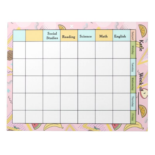 Fruit Memphis Pink Homework Assignment Notitieblok (Voorkant)