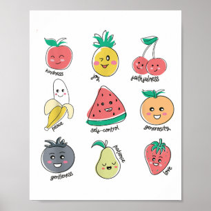 Fruit of Spirit Deugden Schattigee Kawaii Christel Poster