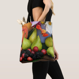 Fruit Oogst Vijgen Blackberry Bloemen Tote Draagtas