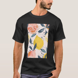Fruit Pattern Art Lemon Minimalistische Waterverf T-shirt