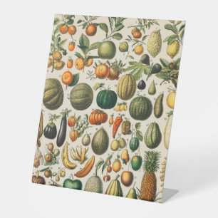 Fruit plantaardige botanische wetenschappelijke il reclamebord met voetstuk