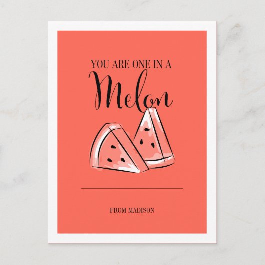 Fruit Pun Melon Valentine Carte postale (Devant)