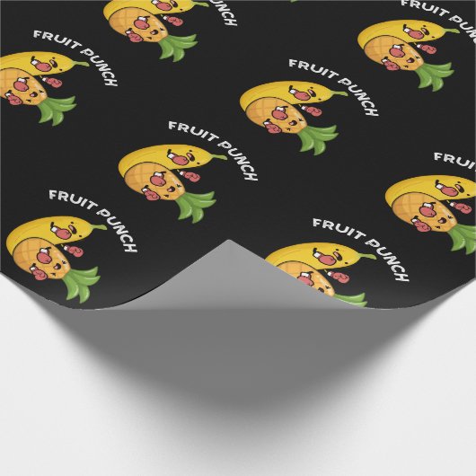 Fruit Punch Funny Drink Pun Dark BG Cadeaupapier (Hoek)