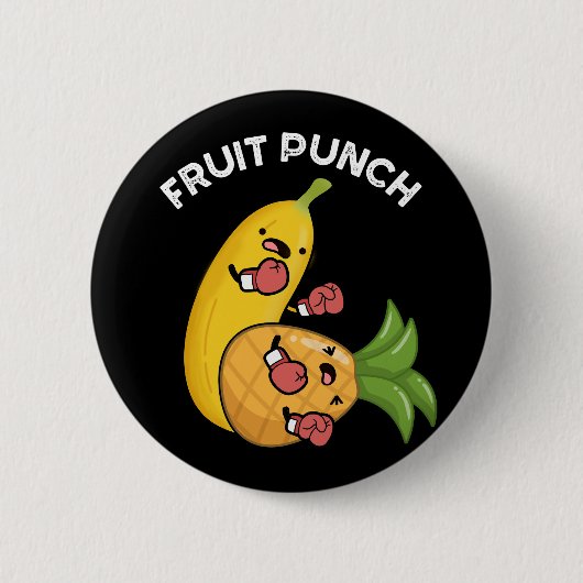 Fruit Punch Funny Drink Pun Dark BG Ronde Button 5,7 Cm (Voorkant)