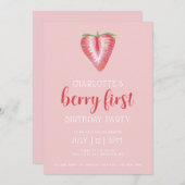 Fruit rose Berry Invitation d'anniversaire (Devant / Derrière)