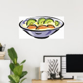 Fruit Salade Bowl met Kiwi en Sinaasappel Poster (Thuiskantoor)