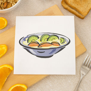 Fruit Salade Bowl met Kiwi en Sinaasappel Servet