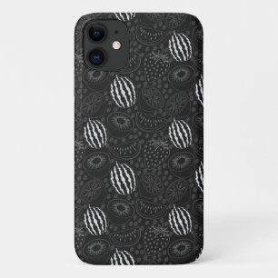 Fruit seamless pattern black and white Tropical iPhone 11 Hoesje