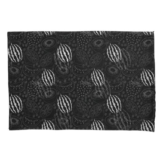 Fruit seamless pattern black and white Tropical Kussensloop (Voorkant-Links)