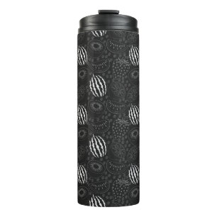 Fruit seamless pattern black and white Tropical Thermosbeker