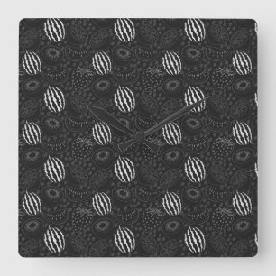 Fruit seamless pattern black and white Tropical Vierkante Klok