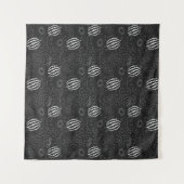 Fruit seamless pattern black and white Tropical Wandkleed (Voorkant (horizontaal))