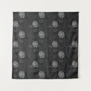Fruit seamless pattern black and white Tropical Wandkleed