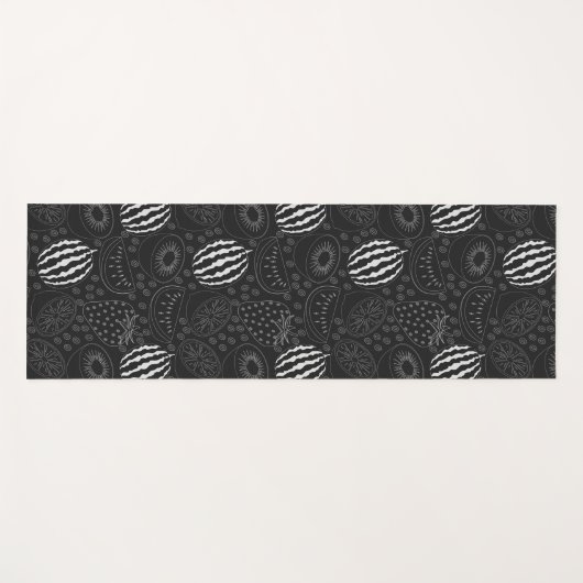 Fruit seamless pattern black and white Tropical Yogamat (Voorkant (horizontaal))