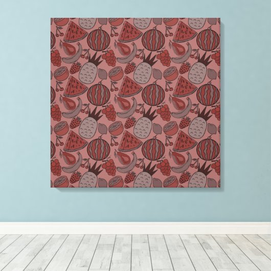 Fruit seamless pattern | Fruit surface pattern 16 Canvas Afdruk (Insitu (Houten vloer))