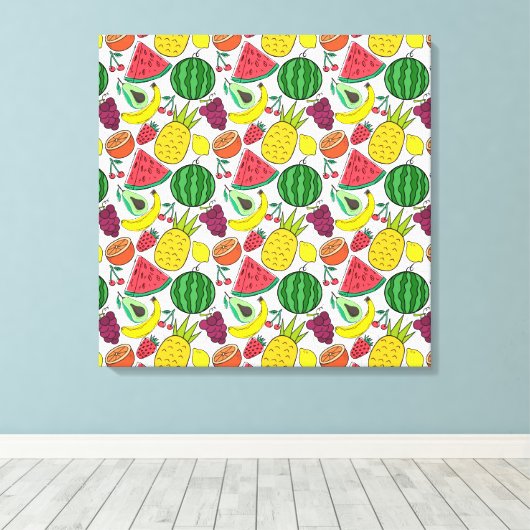 Fruit seamless pattern | Fruit surface pattern 22 Canvas Afdruk (Insitu (Houten vloer))