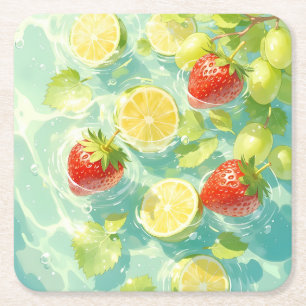 Fruit Splash Vierkante Kartonnen Onderzetter