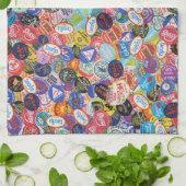 Fruit Sticker Montage Patroon Theedoek (Gevouwen)