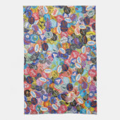 Fruit Sticker Montage Patroon Theedoek (Verticaal)