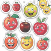 Fruit Stickers en vrolijke emoji rode appel (Voorkant)