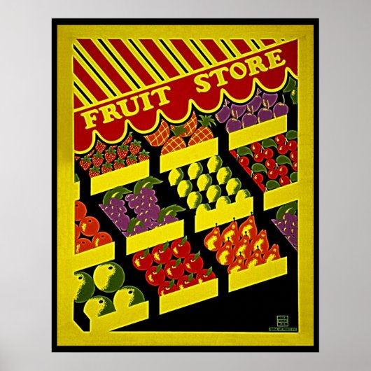 Fruit Store - Helderrood geel  WPA-Poster Poster (Voorkant)