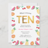 Fruit Tropical Gold 10e anniversaire Invitation (Devant)