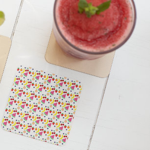 Fruit Two-tti Frutti 2de verjaardag Vierkante Kartonnen Onderzetter