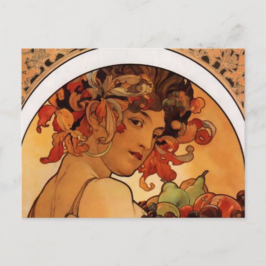 "Fruit" van Alphonse Mucha briefkaart (Voorkant)