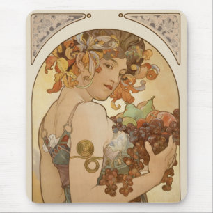 Fruit van Alphonse Mucha, Vintage Art Nouveau Muismat