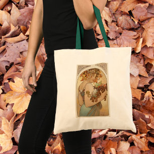 Fruit van Alphonse Mucha, Vintage Art Nouveau Tote Bag