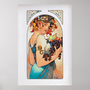 Fruit van Alphonse Mucha Vintage Fijne Art Nouvea Poster