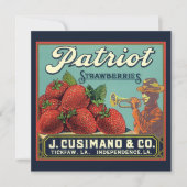 Fruit vintage Crate Étiquette Fraises Invitation (Devant)