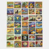 Fruit & Voedsel Labels Patchwork Fleece Deken (Voorkant)