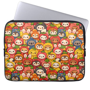 Fruit Vrienden Parade   Schattige Dier Chibi Laptop Sleeve