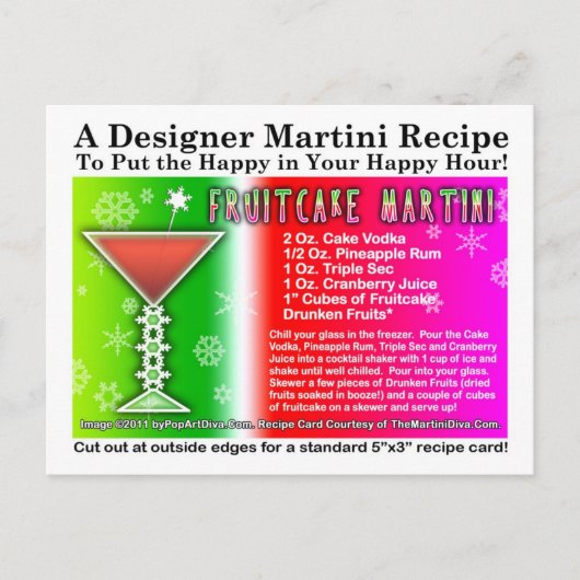 Fruitcake Christmas Martini Recept Briefkaart (Voorkant)