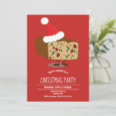 Fruitcake Santa Hat Fête Noël Invitation (Debout devant)