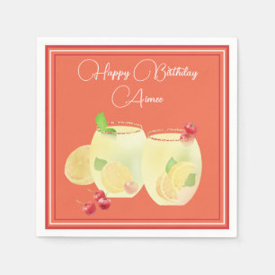 Fruitcocktails Gelukkige Verjaardag Papieren Serve Servet