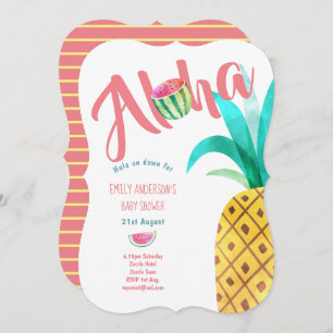 Fruité Baby shower tropical Invitation Ananas ALOH
