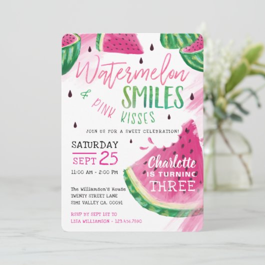 Fruité douce Watermelon Invitation fête d'annivers (Debout devant)