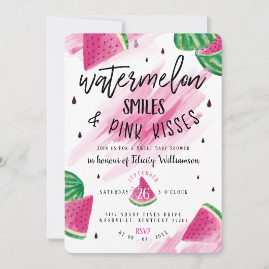 Fruité pastèque | Invitation Baby shower fille (Devant)