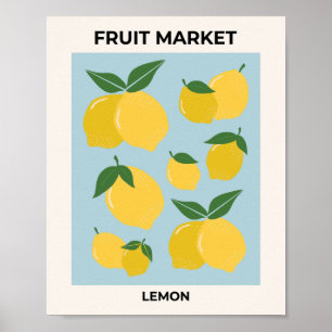 Fruitenmarkt Lemon print  Food Art Blue