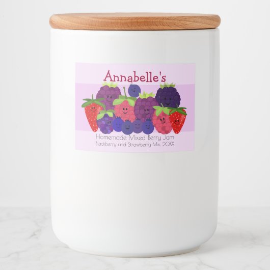 Fruitig Fun Mixed Berry Design Voedselcontainer Etiket (Voorkant)