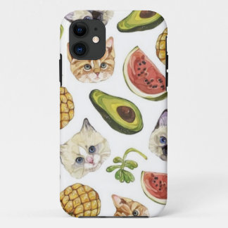 Fruitig Kat en avocado iPhone 5/5S, Barely There iPhone 11 Hoesje