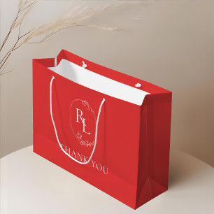 fruitig rood Bloemenmonogram bruiloft Dank u Groot Cadeauzakje