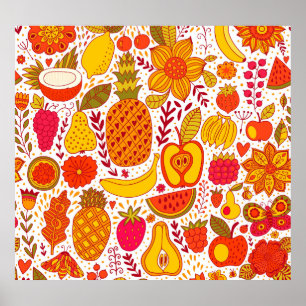 Fruitkoekjes: Zomer patroon. Poster