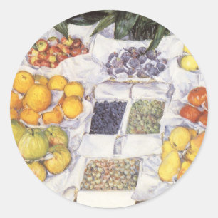 Fruitkraam van Gustave Caillebotte, Vintage Kunst Ronde Sticker