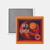  fruitkrat label Art Red Circle Sinaasappels Magneet (Voorkant / Achterkant)