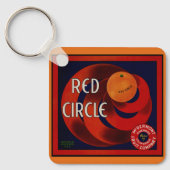  fruitkrat label Art Red Circle Sinaasappels Sleutelhanger (Voorkant)