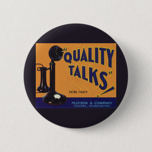 fruitkratelkunst, oude gefasseerde telefoon ronde button 5,7 cm