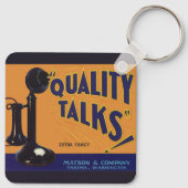 fruitkratelkunst, oude gefasseerde telefoon sleutelhanger (Achterkant)